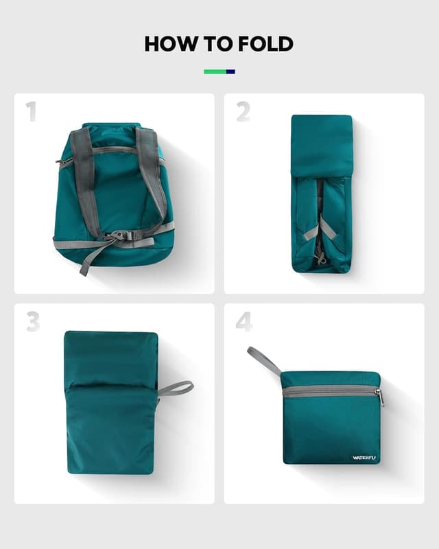 Detalle de Waterfly Ultralight Foldable Backpack 15L (140g) – packable daypack for hiking, travel and everyday outings