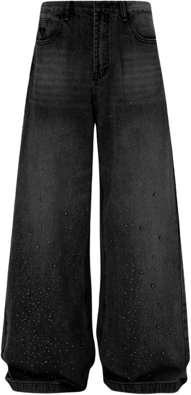 Detalle 2 de Baggy Jeans im Oversize-Stil: Aelfric Eden Herren/Unisex Denim mit Rautenverzierungen und Strass