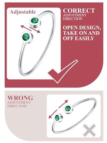 Detalle de FOCALOOK pulsera abierta de acero inoxidable 316L con piedra sintética tipo alejandrita lila (junio)