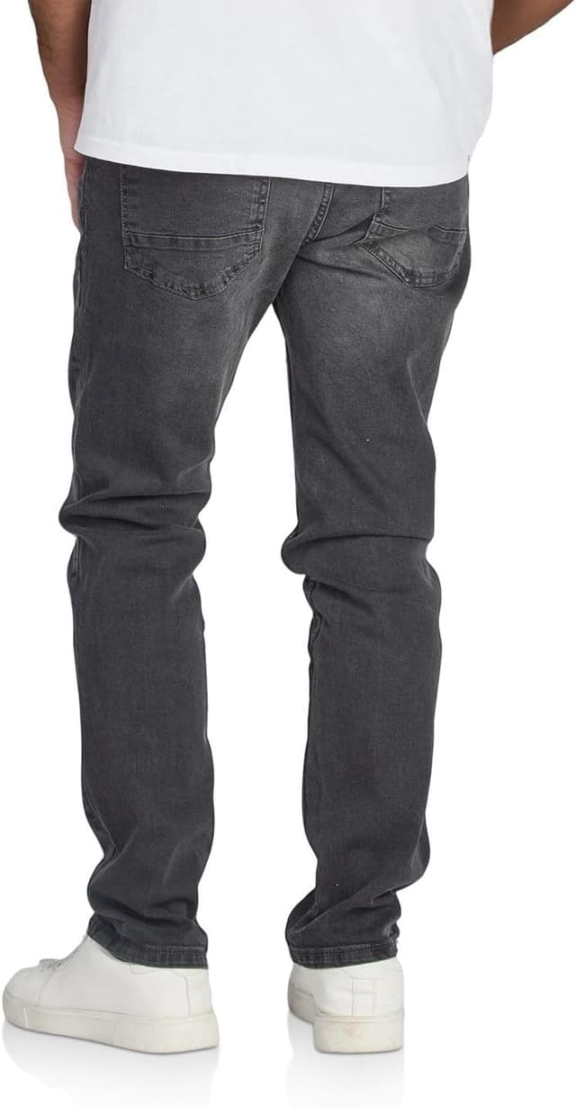 Detalle de DENIMFY Herren Jeans Stretch Straight Fit DFMiro – Baumwoll-Denim in Blau/Schwarz/Grau, Größen 30–44
