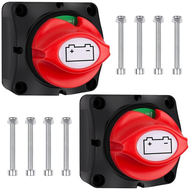 Detalle de 2x Batterie-Trennschalter 12V/24V/48V, 200 A Dauer/455 A kurz, Bolatus Hauptschalter für M10-Anschlüsse (Boot, Wohnwagen & Co.)