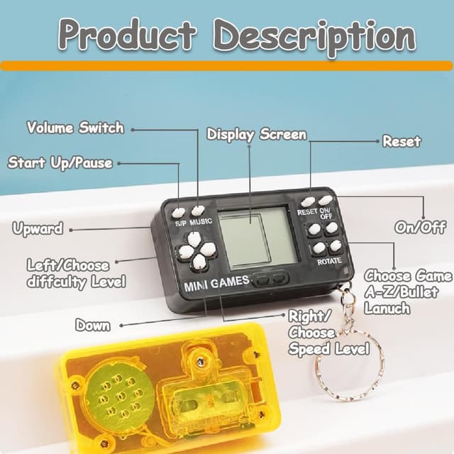 Detalle de Hatende 18Pcs Video Game Party Favors for Kids — Mini Game Console Keychain Set