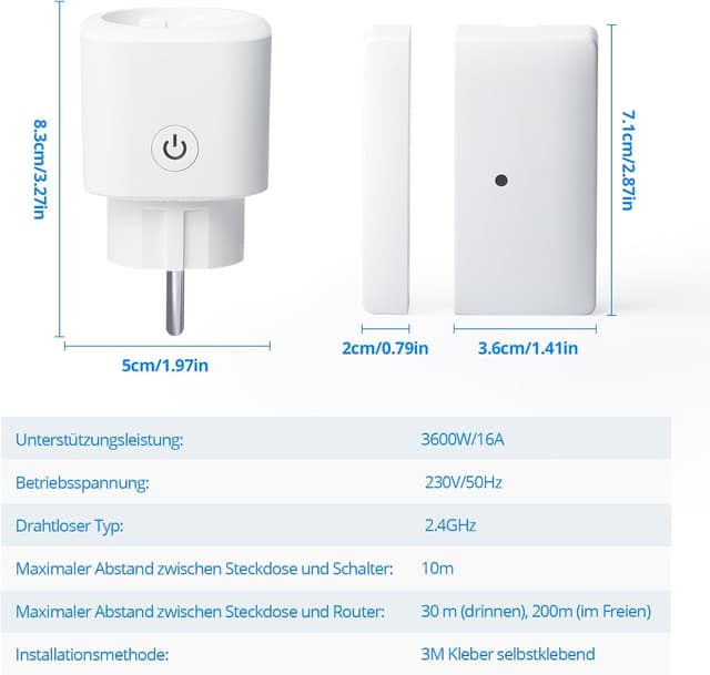 Detalle de Epochglo Fensterkontaktschalter für Dunstabzugshaube – Funk-Abluftsteuerung zum Lüften bei geöffnetem Fenster