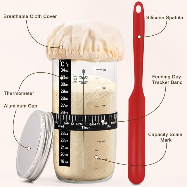 Thumbnail 2 de Clheatky Sourdough Starter Set Complete Kit 11 Pcs