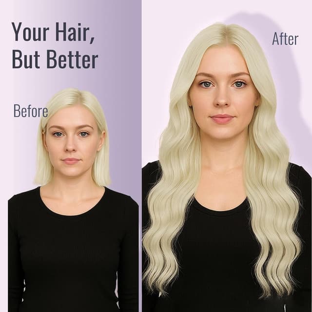 Detalle de Fshine Invisible Tape Extensions Echthaar Platinblond – 30 cm, 20 Stück