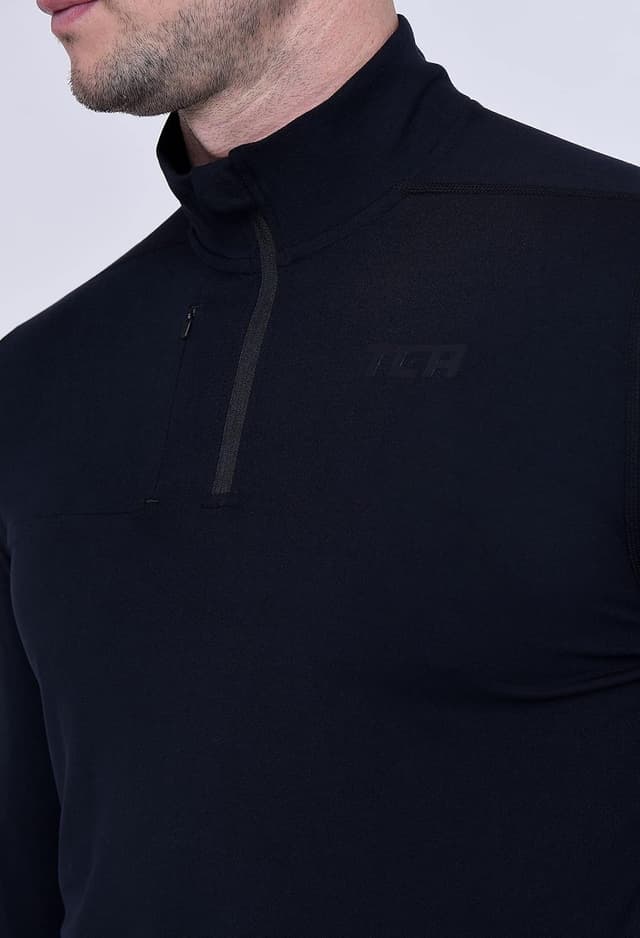 Detalle de Haut de running homme hiver TCA Quickdry Fusion Pro à manches longues, avec fermeture mi-poitrine
