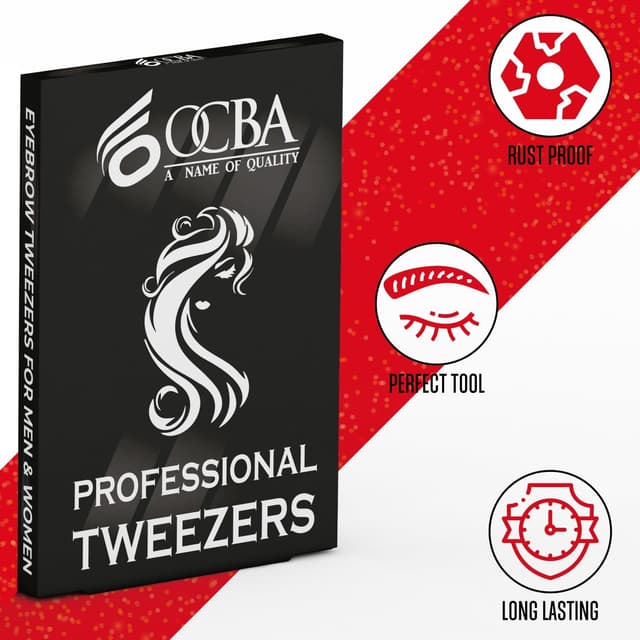 Detalle de OCBA lot de 4 pinces à épiler pour sourcils, pointes affinées et revêtement antidérapant (4 pièces noir)