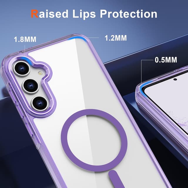 Detalle de XTCASE Coque magnétique MagSafe pour Samsung Galaxy A55 5G avec dos transparent (violet)