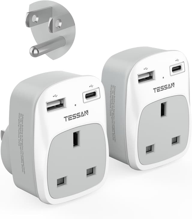 Detalle de TESSAN UK to US Plug Adapter 2 Pack