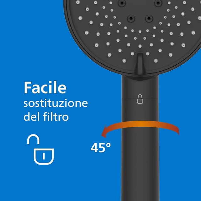 Thumbnail 5 de Soffione doccia filtrante Philips Water Filtration (protezione per capelli e pelle), 3 modalità di getto, nero