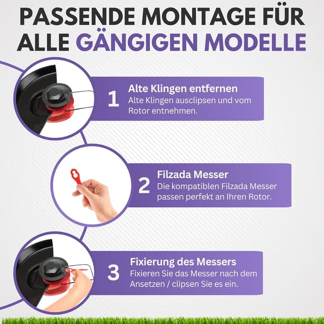 Thumbnail 6 de FILZADA® 50x Rasentrimmer-Messer als Ersatz für Einhell Trimmer & Kantenschneider