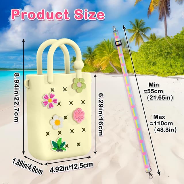 Detalle de Oudizz Silicone Hole Handbag Toddler Purse Crossbody Bag with Adjustable Shoulder Strap