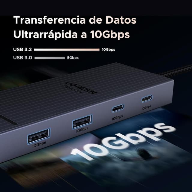 Detalle 2 de UGREEN Revodok Pro 207 Hub USB C 10Gbps 7 en 1