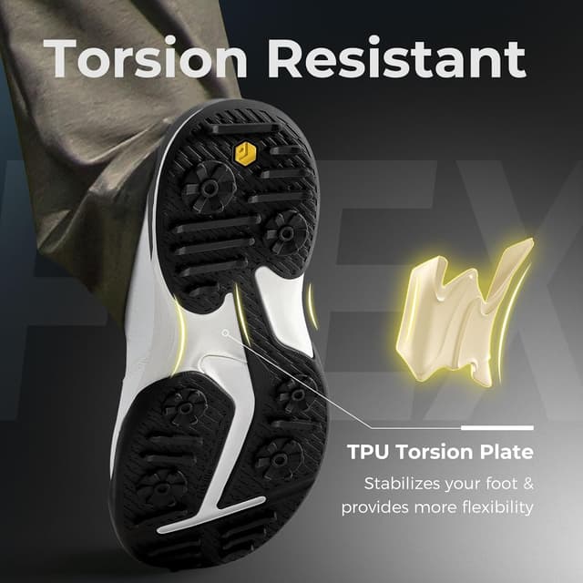 Detalle de FitVille Men’s Extra Wide Spiked Golf Shoes for Wide Feet, Non-Slip Outdoor Trainers