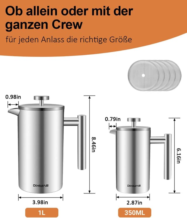 Thumbnail 5 de Dixmas French Press 1000 ml für 8 Tassen