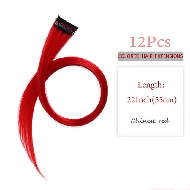 Detalle 2 de Bunte Clip-in Haarsträhnen 12 Stück 55 cm