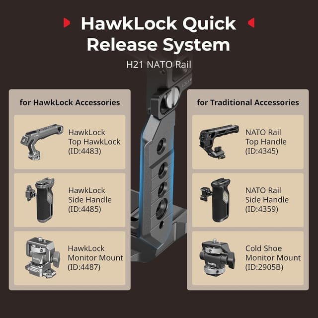 Thumbnail 6 de SmallRig Alpha 7 V HawkLock Schnellwechselkäfig (6024) mit Arca/NATO, QD-Buchse und Cold Shoe
