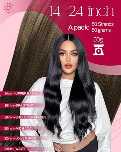 Detalle de Moresoo extension cheveux froid marron foncé à blond foncé 35 cm ⚙