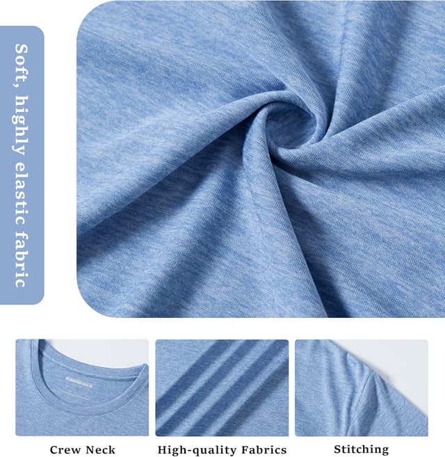 Detalle 2 de MAGCOMSEN Men’s Quick-Dry Running T-Shirts (Heather Grey) — short-sleeve gym & workout tops