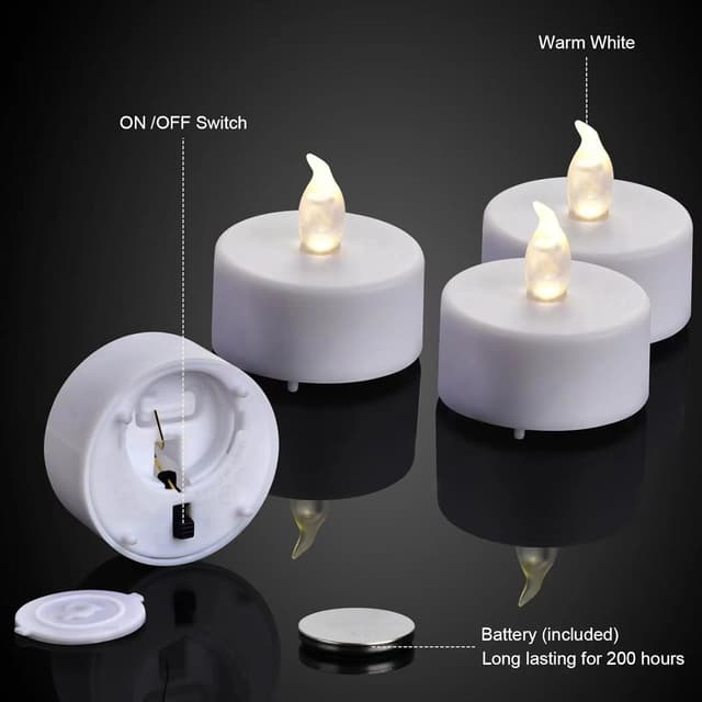 Thumbnail 6 de PILLOBOX 24Pack Battery Operated LED Tea Lights (Warm White) – Flameless Flickering Candles, up to 200 hours