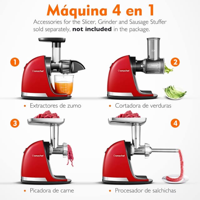 Thumbnail 5 de AMZCHEF Licuadora prensado en frío 🥤 Extractor de zumos y verduras