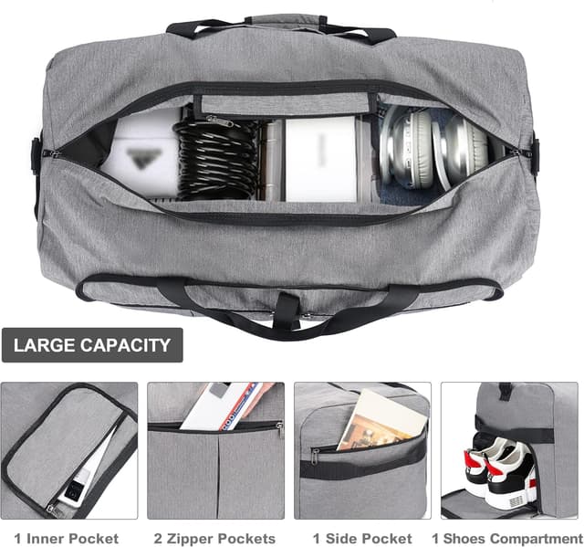 Detalle 2 de UPEELIFE Reisetasche 125L faltbar – wasserdicht mit Schuhfach, Weekender & Sporttasche