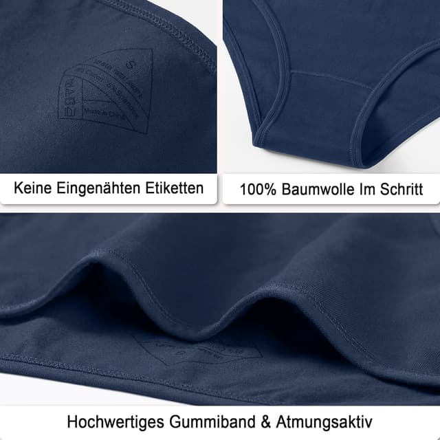 Detalle de Anqier Damen-Unterhosen im 6er-Pack aus Baumwolle (Atmungsaktiv, ohne Etikett)