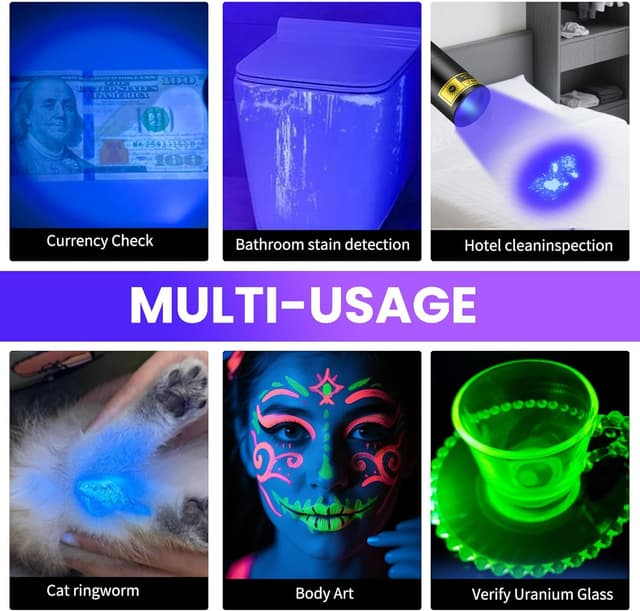 Thumbnail 6 de DARKBEAM UV Torch 365nm Mini Black Light (Rechargeable USB) — portable UV flashlight for stains, pet urine & fluorescent detection