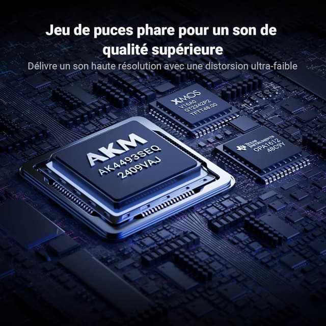 Detalle de Fosi Audio Q6 Mini DAC de bureau : convertisseur USB-C/optique vers RCA et Sub-Out