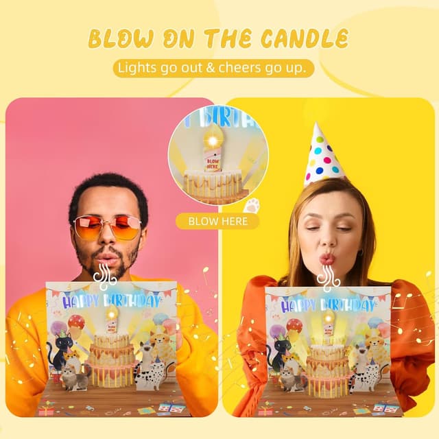 Detalle 2 de Ecloverlife Geburtstagskarte Katzen 3D Musik