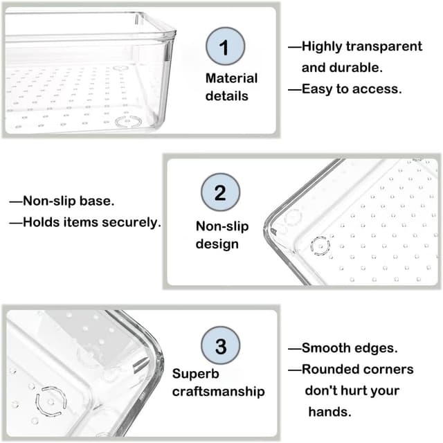 Detalle de 16-Pack Plastic Drawer Organiser Set with 4 Sizes for Desk Drawers, Fridge Trays & Kitchen Storage