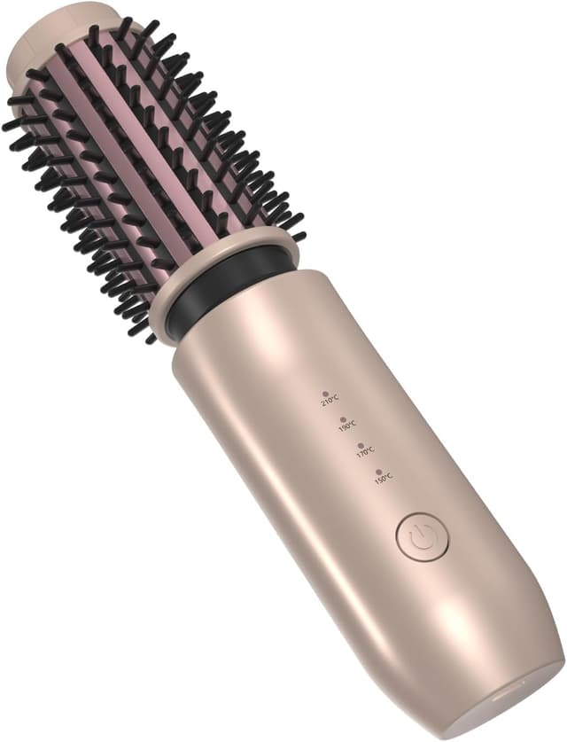 Detalle de NeuWee Cordless Hair Curling Brush – Mini 3 in 1 hot hair brush with 4 temperatures, USB rechargeable (Gold)