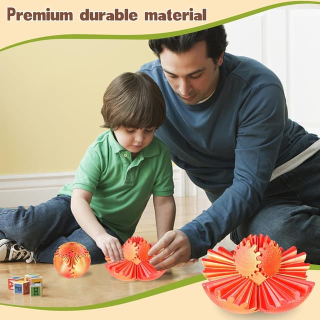 Detalle 2 de Olee Odee Gear Ball Fidget Spielzeug Steampunk Zahnrad-Kugel (Rot, 8 cm)