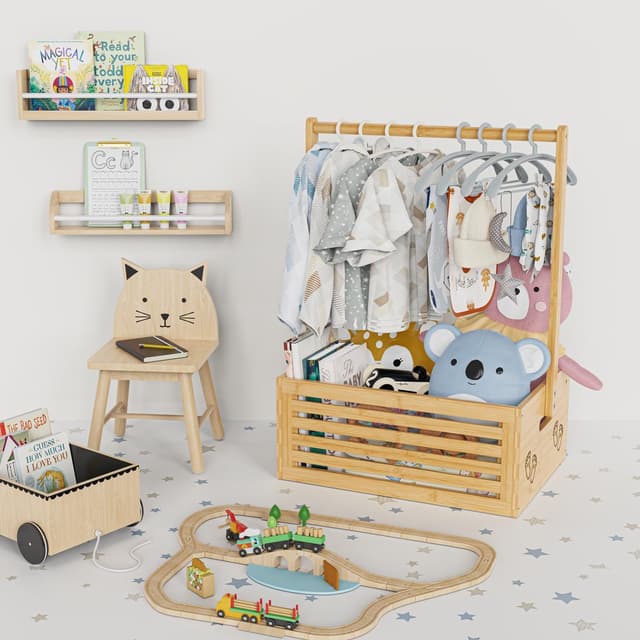 Detalle de BAMBOOHOMIE Neugeborenen-Geschenk-Holzkiste mit Griff – Baby-Geschenkkorb aus Bambus (Natur, groß)