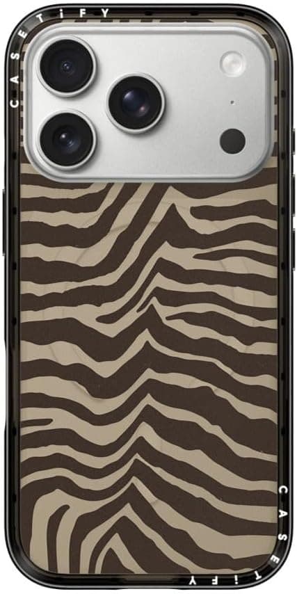Detalle de CASETiFY Compact iPhone 17 Pro Case (Zebra-Brown / Clear Black) with MagSafe compatibility
