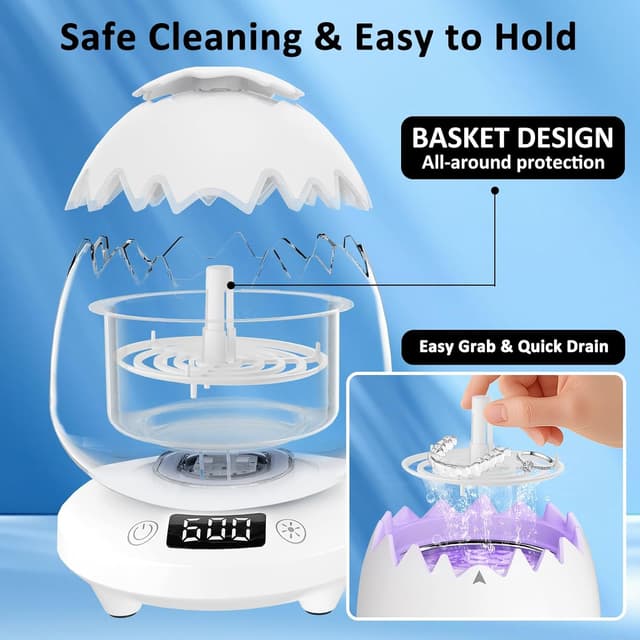 Thumbnail 6 de TMEOIIPY Macchina per pulizia a ultrasuoni per protesi e allineatori con timer digitale