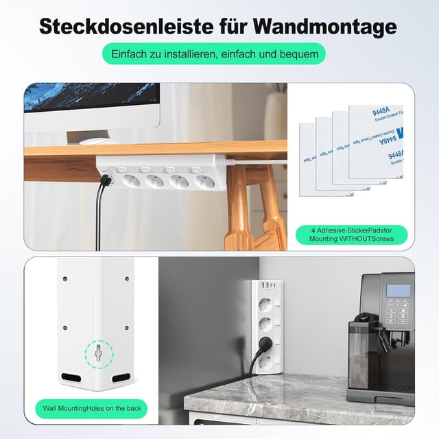 Detalle 2 de Ecksteckdose USB 8 in 1 Mehrfachleiste