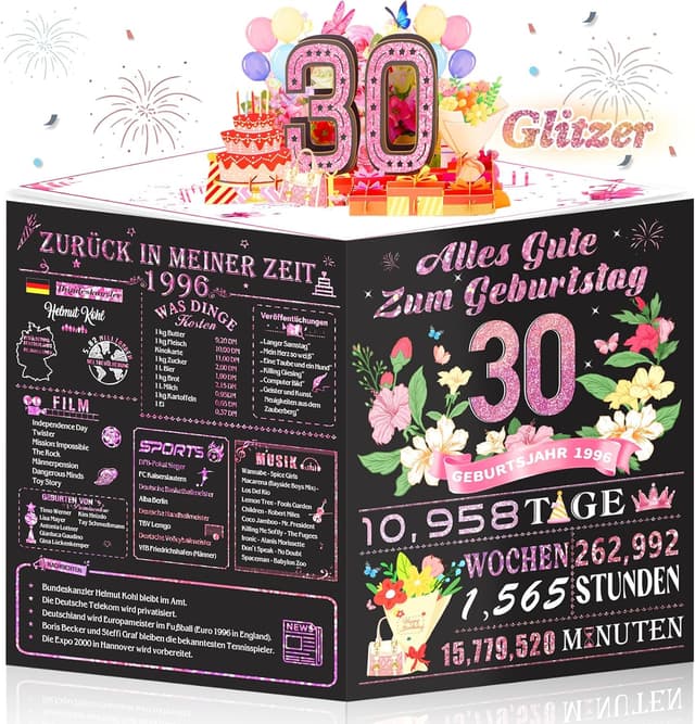 Detalle de Geburtstagskarte 30 3D Pop up mit Umschlag