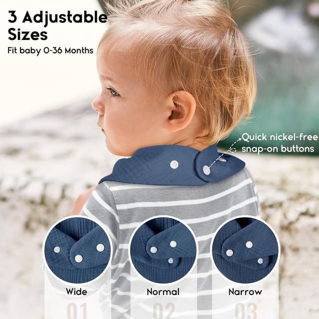 Detalle 2 de Yoofoss Baby Bibs – 10 Pack Dribble Bandana Bibs