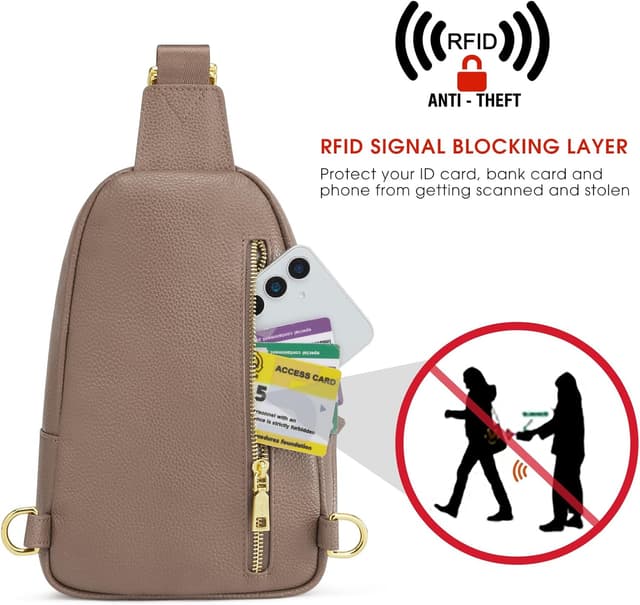Detalle de Kattee borsa a tracolla da donna in pelle con blocco RFID