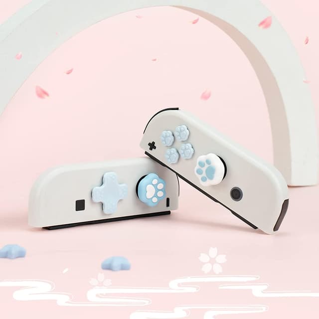 Thumbnail 6 de GeekShare Cat Paw Button Caps & Thumb Grips Set for Nintendo Switch/OLED (Blue)