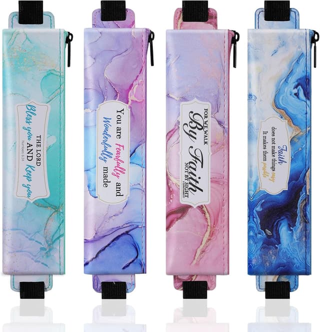 Detalle de MoKo portapenne elastico per taccuino in ecopelle PU (4 pezzi) con fascia regolabile