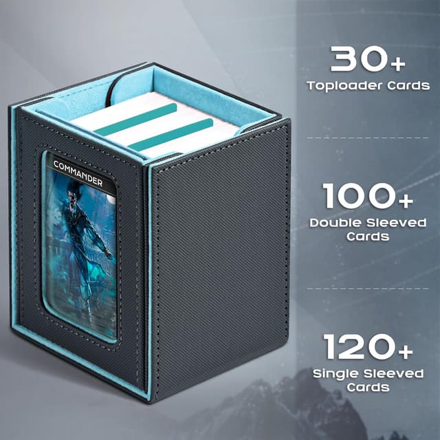 Detalle de ZLCA MTG Deck Box with Commander Window Display (Grey & Blue) for 100 Double-Sleeved Cards