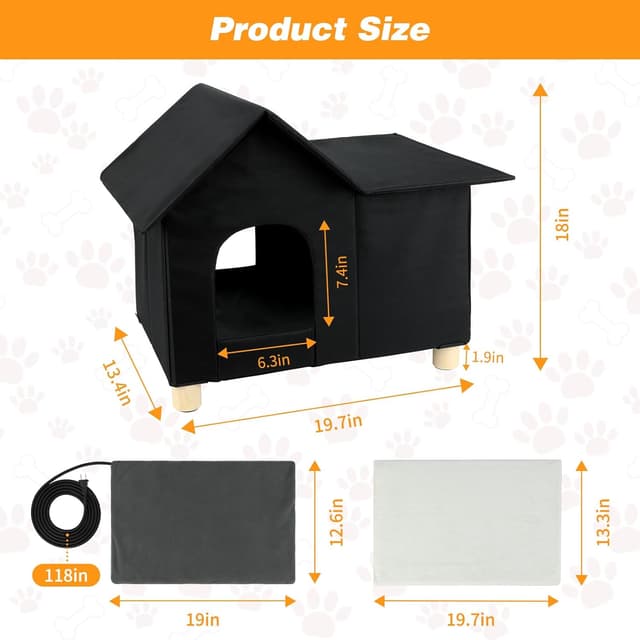 Detalle 2 de Lonepetu Heated Outdoor Cat House 19.7 in 🏠