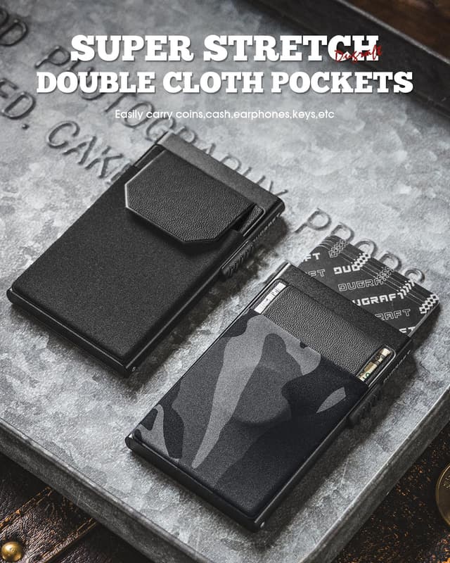 Detalle de DUGRAFT Men’s Pop-Up Aluminium Credit Card Holder Wallet with RFID Blocking & Coin Pocket