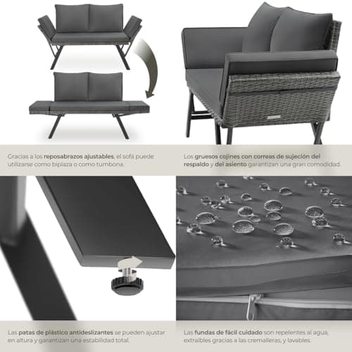 Thumbnail 5 de TecTake® Sofá 2 en 1 para terraza y jardín