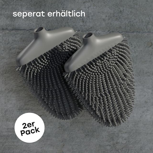 Thumbnail 6 de SAVEGA Silikon-Klobürste mit flexiblem flachem Kopf und Wandhalterung ohne Bohren (grau matt) – 1er Set