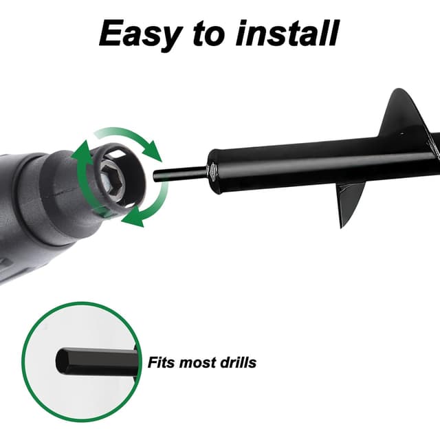 Detalle 2 de Garden Auger Drill Bit for Planting (manganese steel) for 3/8 in hex drive — bulb planter & post hole digger