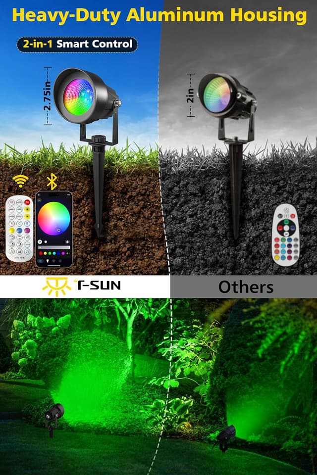 Detalle 2 de T-SUN 6 Pezzi Faretto RGB da Giardino con Telecomando e controllo Bluetooth