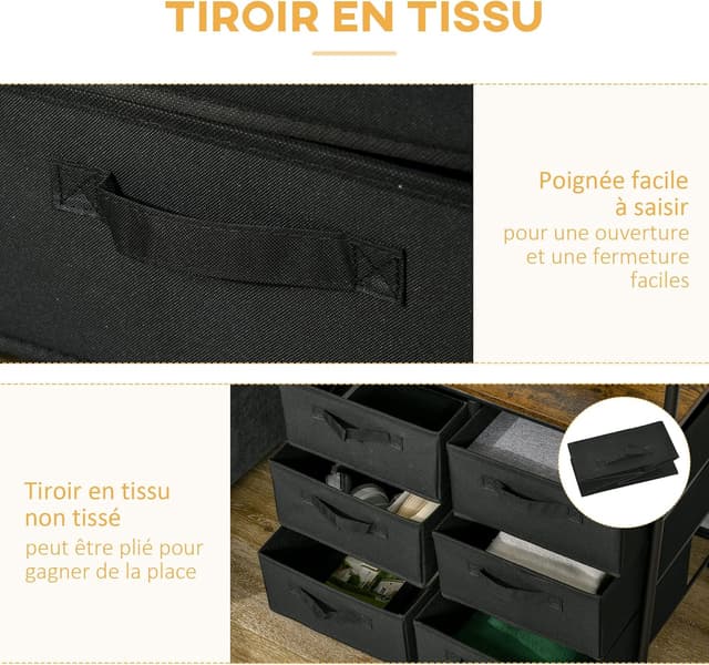 Thumbnail 3 de HOMCOM penderie Style Industriel 63,5x40x172,5 cm